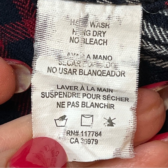 Rails RED BLUE White PLAID button up SHIRT Womens Long Sleeved collared RAYON S - Picture 4 of 15